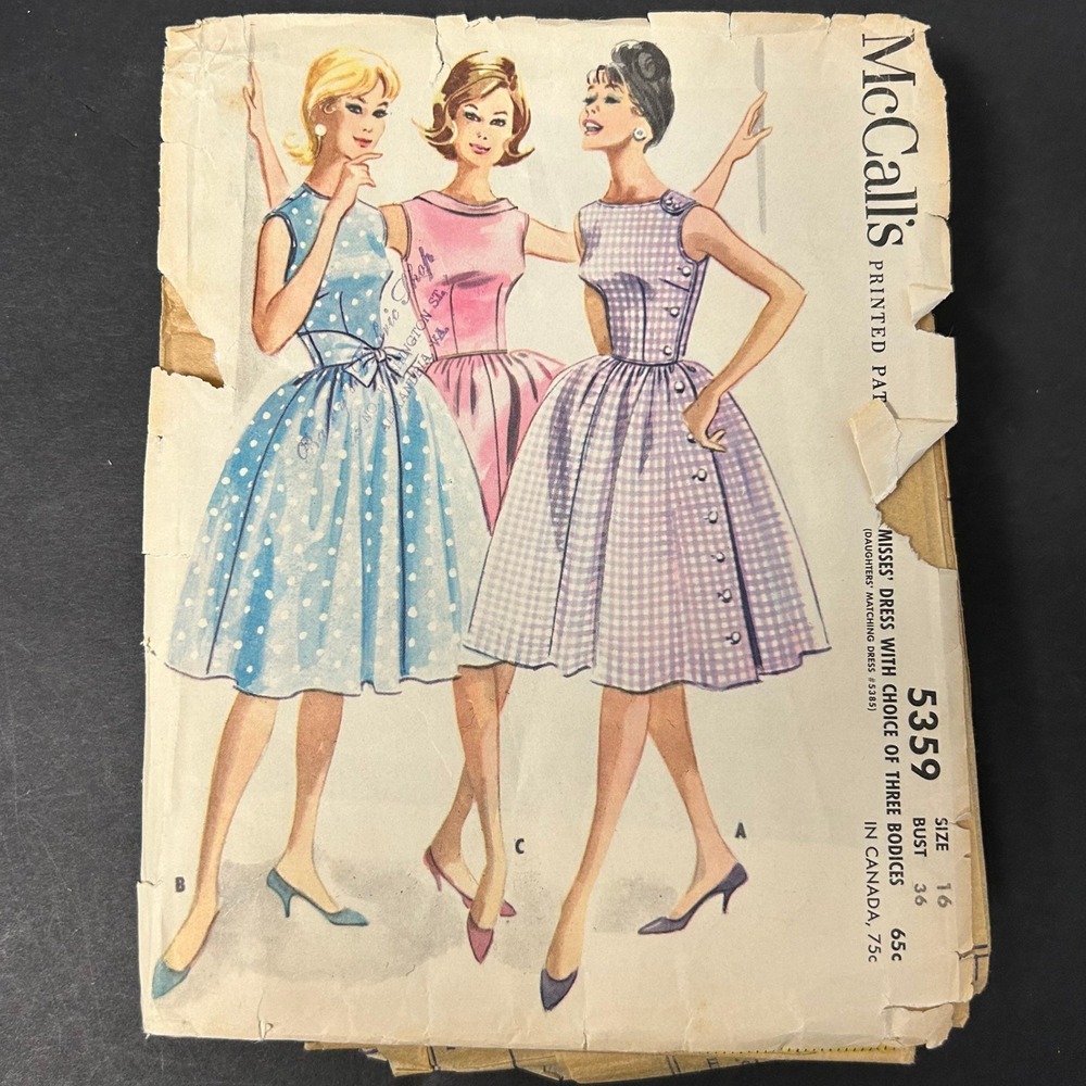 Vintage 1960s McCall's 5359 Sewing Pattern Misses Size 16 DressFair